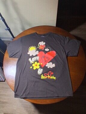 Fashion Nova Mens Graphic Tee - Brown with Red & Yellow Accents